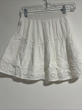 Primark White Eyelet Tiered Mini Skirt